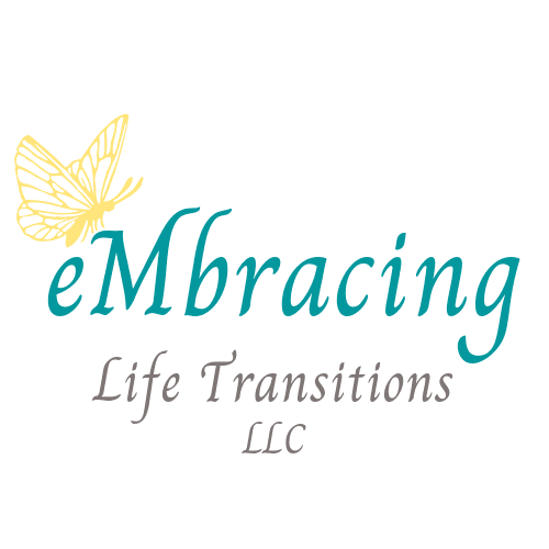 Embracing Life Transitions LLC logo with a yellow butterfly over the letter M.